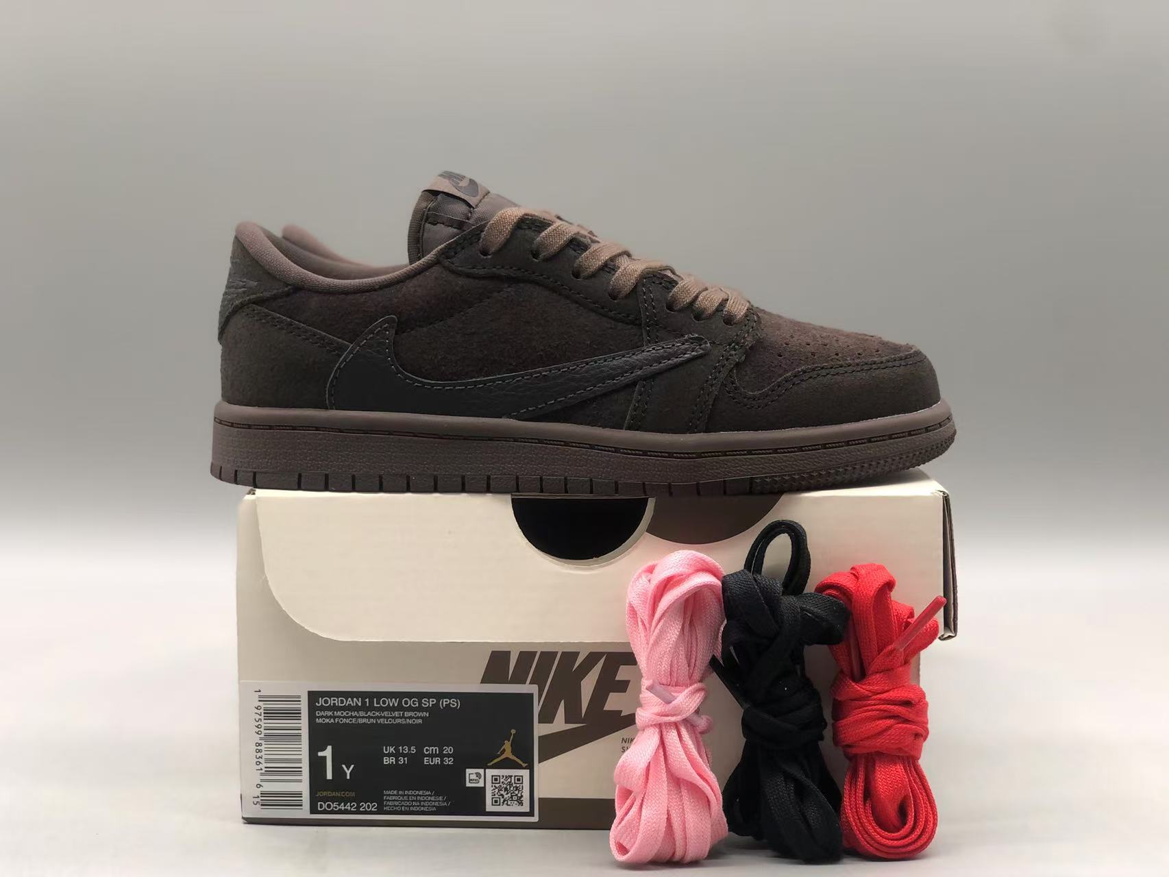 Travis Scott x Air Jordan 1 Low OG Velvet Brown Kida Size: 27.5-35