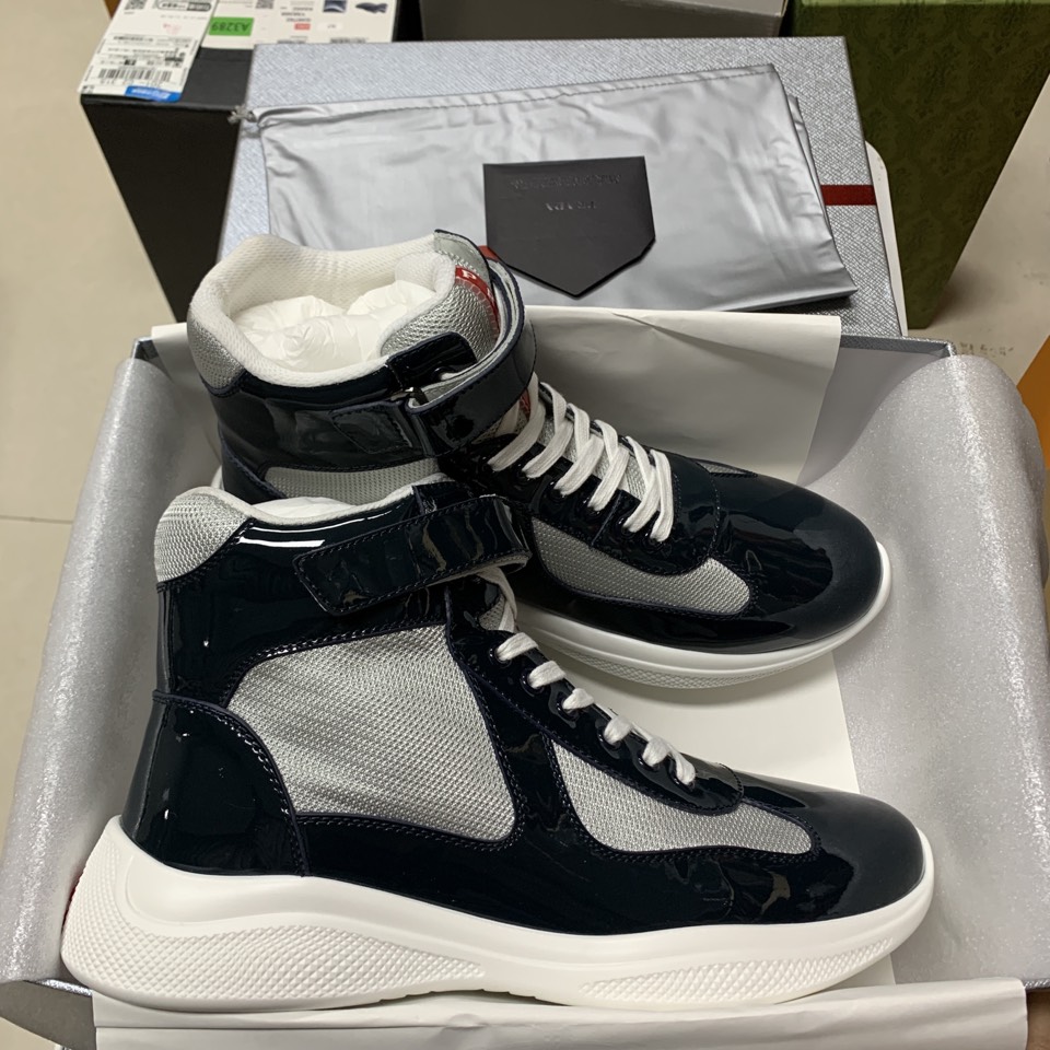 Prada America's Cup sneakers High Top Black Silver Size: 35-47