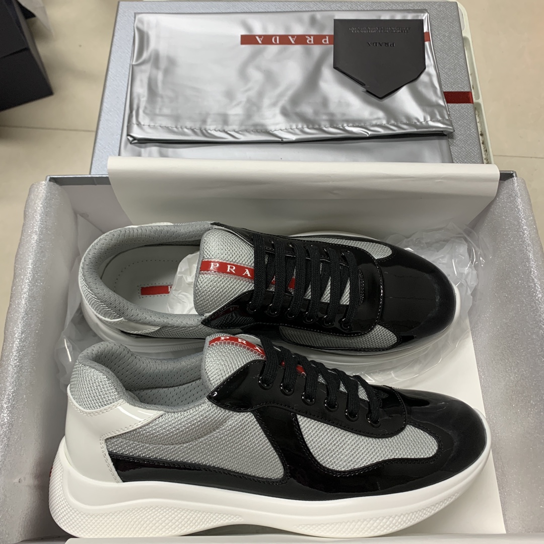 Prada America's Cup sneakers Low Top Black Silver Size: 35-47