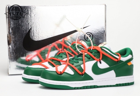 OFF-WHITE x NIKE DUNK LOW LTHR OW white green